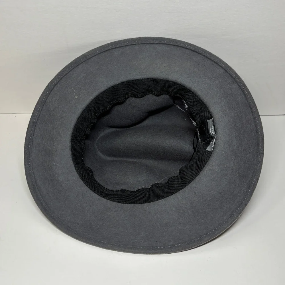 Gelso Bianco Made in Italy Dark Gray 100% Wool Felt Fedora Hat with Leather Band
